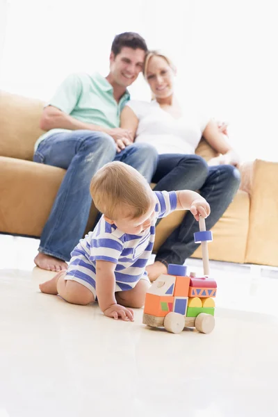 Couple Living Room Baby Smiling Stock Image