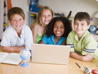 Group Of Young Children Doing Their Homework clipart