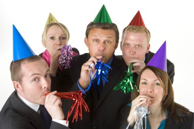 Group Of Business Wearing Party Favors clipart