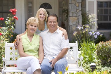 Man, Woman, My House, Bench, Couple, Front Yard, Sitting, Happy, clipart