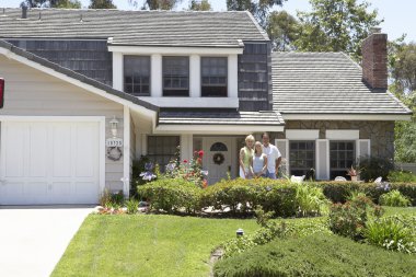 Man, Woman, My House, Family, Front Yard, Daughter, Happy, Home, clipart