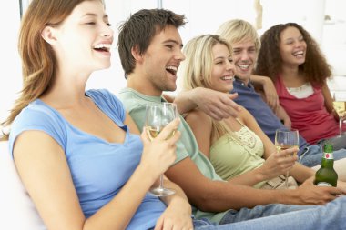 Friends Watching Television Together clipart