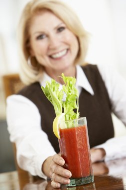 Woman Drinking A Bloody Mary clipart