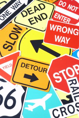 Group Of Road Signs clipart