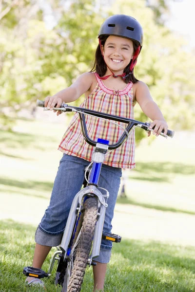 Young Girl Bicycle Outdoors Smiling — Stock Photo, Image
