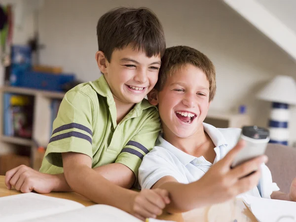 Two Young Boys Doing Their Homework Together — Stock Photo, Image