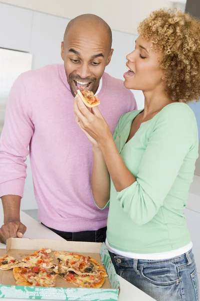 Husband Wife Eating Pizza — Stock Photo, Image