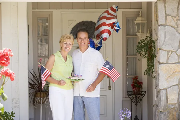 Couple Front Door Fourth July Flags Cookies — Stock Photo, Image
