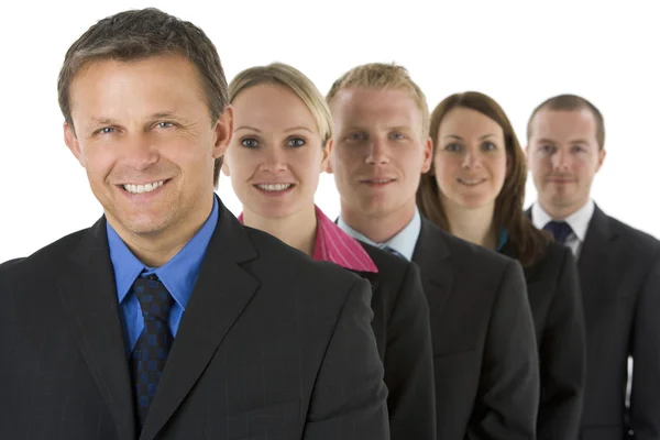 Grupo de negócios em uma linha sorrindo — Fotografia de Stock
