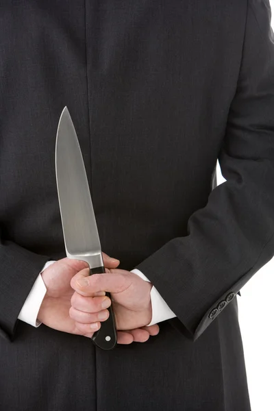 Elinde Bıçakla Arkasından Işadamı — Stok fotoğraf