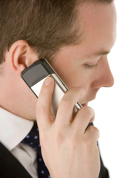 Obchodník mluví na mobilním telefonu — Stock fotografie