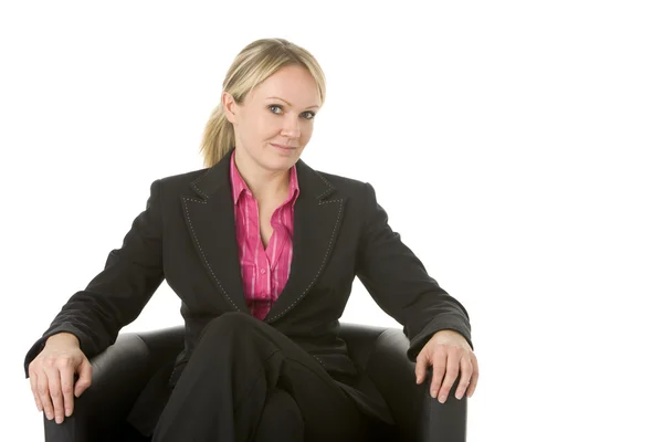 Businesswoman Sitting In Leather Chair — Stock Photo, Image