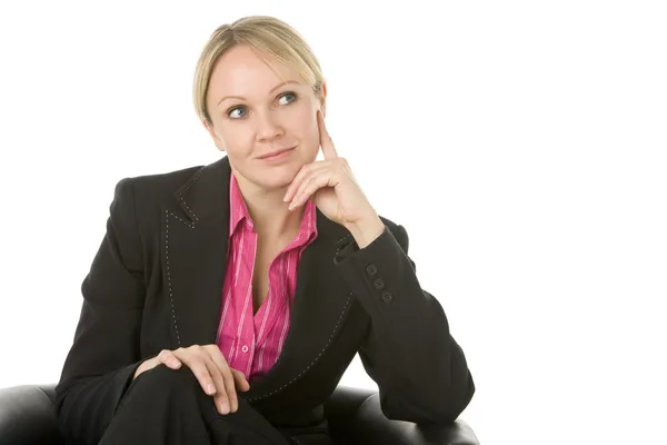 Geschäftsfrau sitzt und denkt — Stockfoto