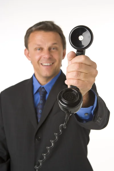 Empresário Segurando Telefone — Fotografia de Stock