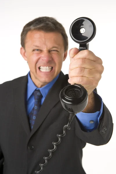 Businessman Holding Telephone — Stock Photo, Image