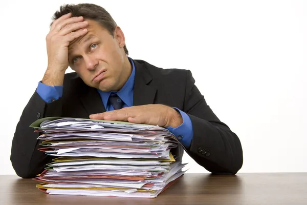 Businessman Overwhelmed Paperwork — Stock Photo, Image