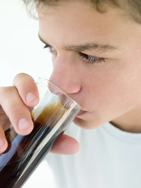 Young Boy Drinking Soda — Stock Photo, Image