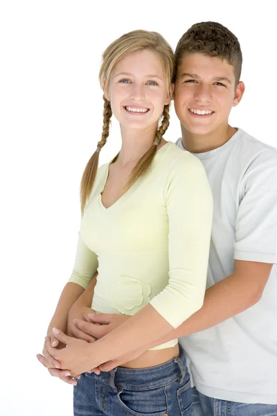 Young Couple Standing Together Smiling — Stock Photo, Image
