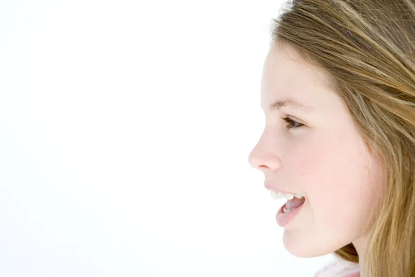 Teenager Mädchen Steht Mit Offenem Mund — Stockfoto