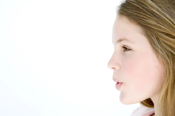 Teenage girl standing with mouth open — Stock Photo, Image