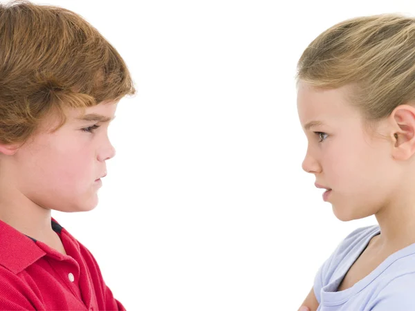 Brother Sister Staring Each Other — Stock Photo, Image