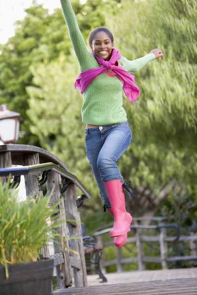 Teenage Girl Frolicking Outdoors — Stock Photo, Image