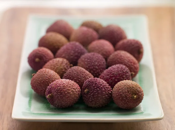 Plate Of Fresh Lychees — Stock Photo, Image