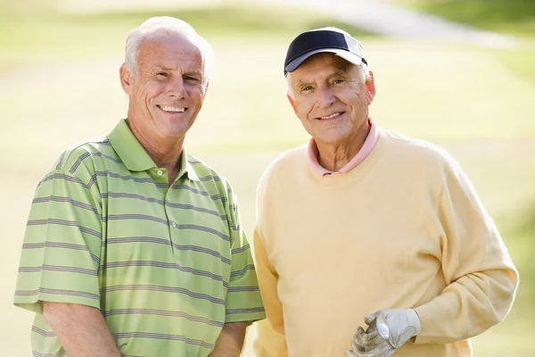 Man, vrouw, koppel, golf, Golfbaan, glimlachen, senior volwassen, ga — Stockfoto