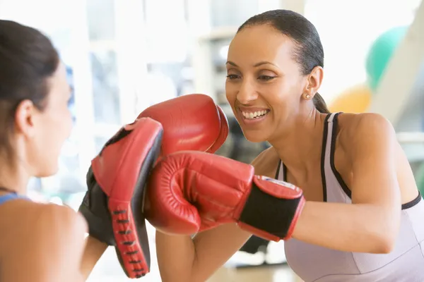 Women Boxing Together Gym — Stock Photo, Image