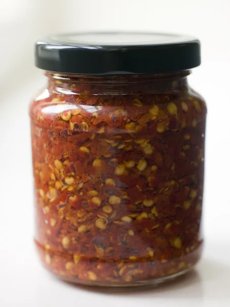 Zúzott Chilit Jar — Stock Fotó