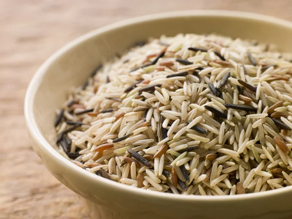 Bowl Uncooked Wild Basmati Red Carmague Rice — Stock Photo, Image