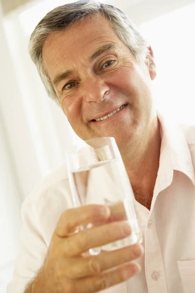 Middle Aged Man Drinking Glass Water — Stock Photo, Image