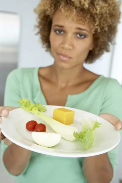 Mid Adult Woman Holding Plate Healthy Food — Stock Photo, Image