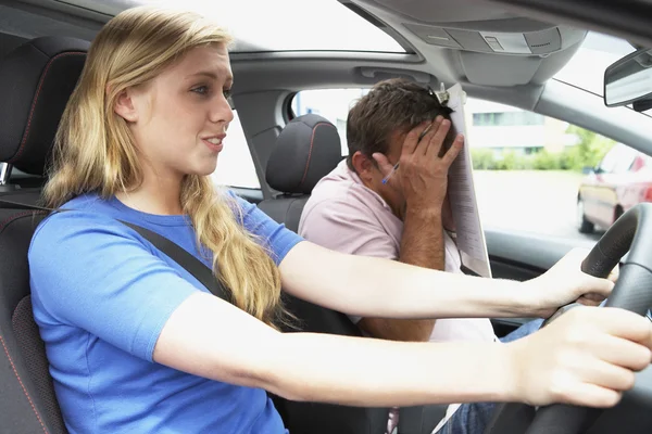 Teenage Girl Taking Driving Lesson — Stock Photo, Image