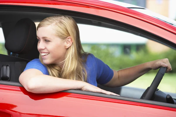 Teenage Girl Sitting Car — Stock Photo, Image