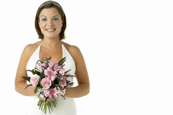 Portrét držení kytice nevěsty — Stock fotografie