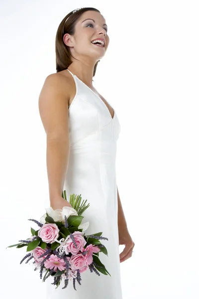 新娘举行的花束的肖像 — 图库照片