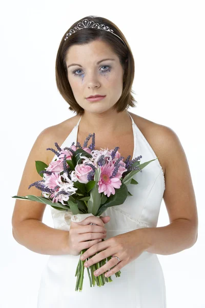 Sposa Holding Bouquet Piangere — Foto Stock