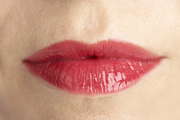 Extreme Close-Up Of Middle Aged Woman's Lips — Stock Photo, Image
