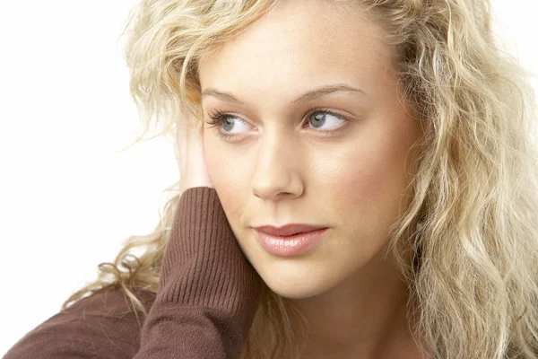 Portrait Young Woman Looking Thoughtful — Stock Photo, Image