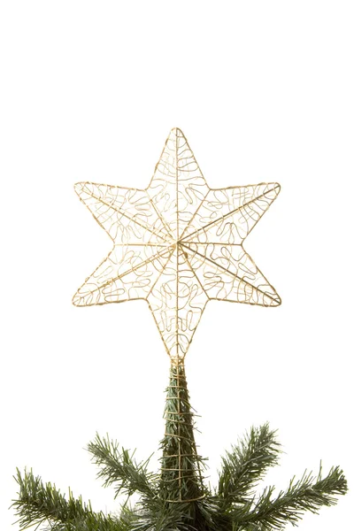 Αστέρι στην κορυφή του χριστουγεννιάτικου δέντρου — Φωτογραφία Αρχείου