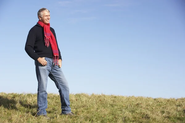 Пенсионер стоит в парке — стоковое фото