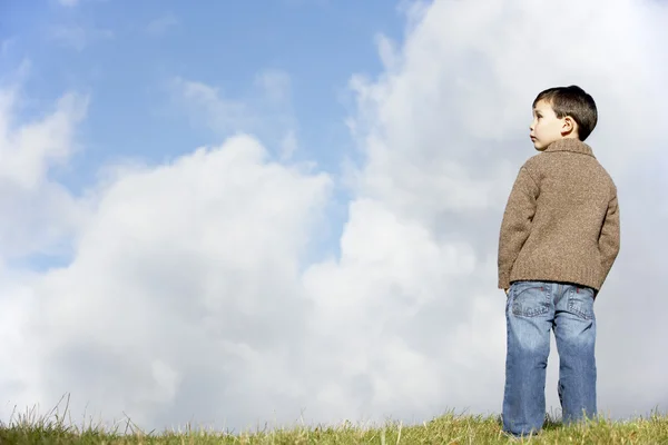 Young Boy Standing In The Park — Stock Photo, Image