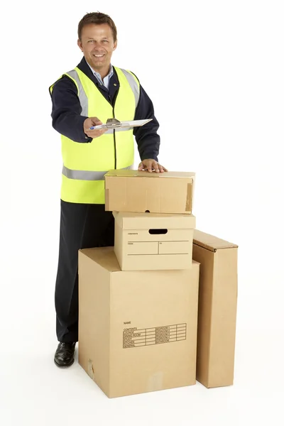 Courier Delivering Parcels — Stock Photo, Image