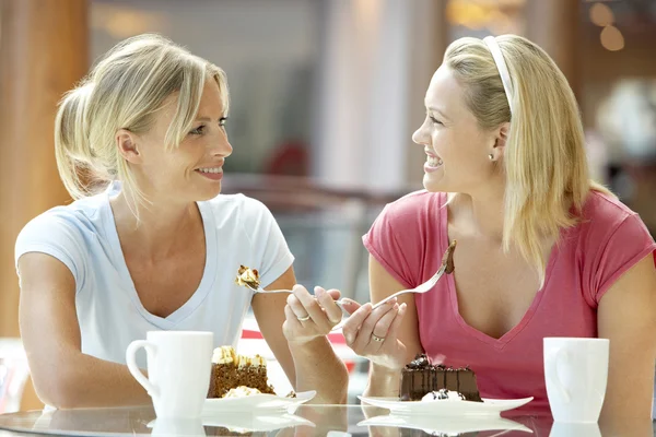 Vrouwelijke vrienden samen na de lunch in het winkelcentrum — Stockfoto