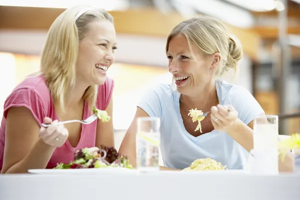 Kvinnliga Vänner Att Lunch Tillsammans Köpcentret — Stockfoto