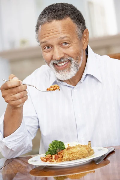 Man Enjoying A Meal At Home — Stock Photo, Image
