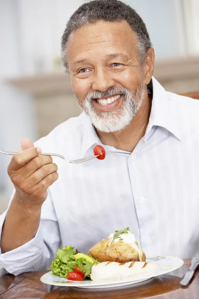 Man Enjoying Meal Home — Stock Photo, Image