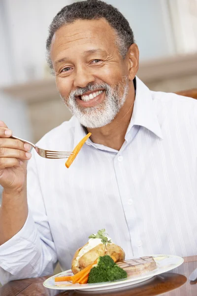 Man Enjoying A Meal At Home — Stock Photo, Image