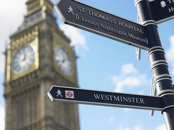 Sign Post Front Big Ben London England — Stock Photo, Image